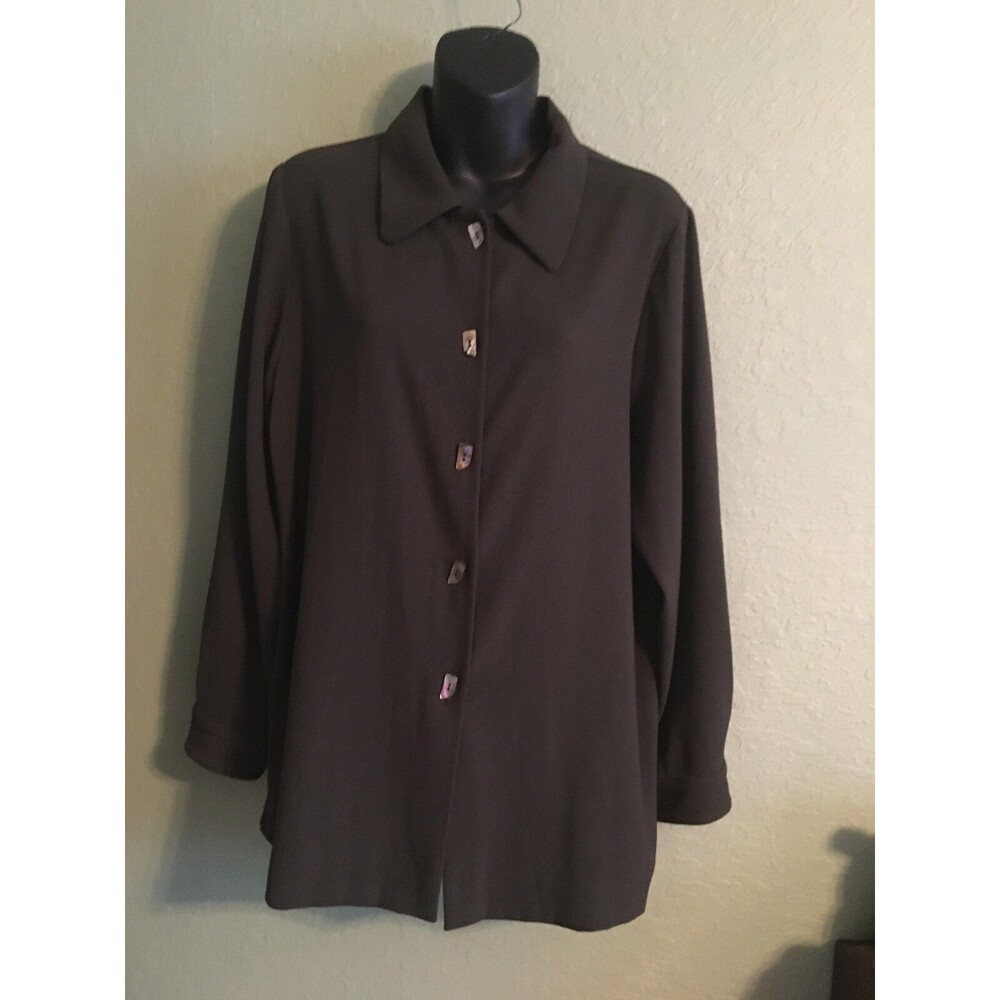 RIALTO COLLECTION BY JOY PERRERAS OLIVE SHIRT BUTTON FRONT SIZE SMALL